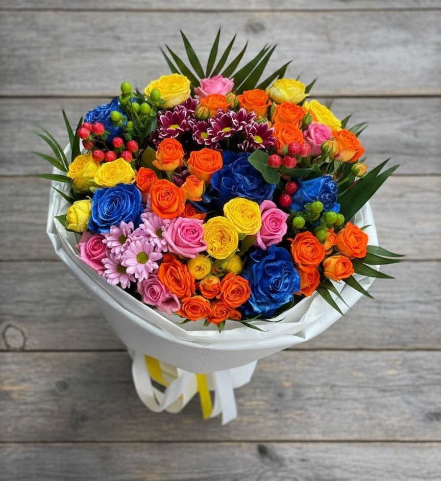 Букет цветов из: Розы и Хризантемы в Нижних-Сергах