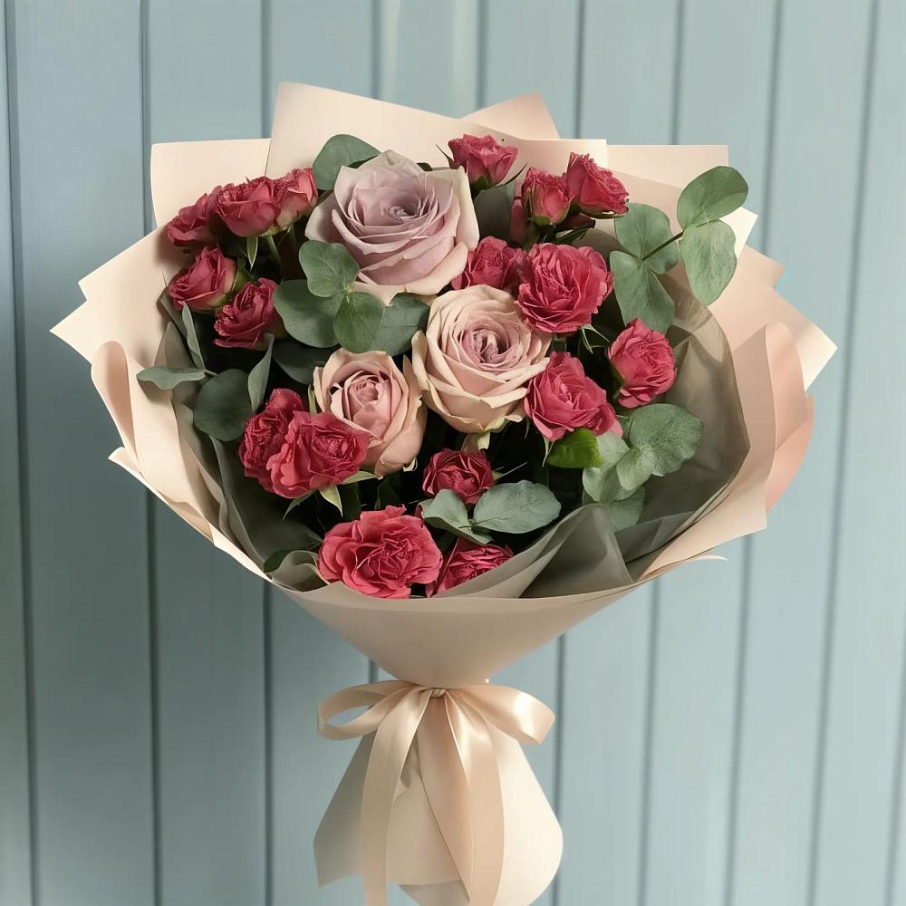 Букет цветов из: Гвоздики и Розы в Нижних-Сергах