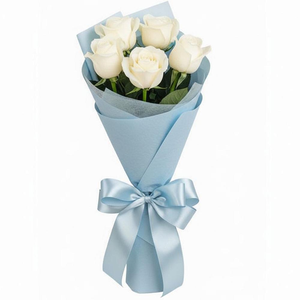 Букет 5 Белых роз Проуд в Нижних-Сергах