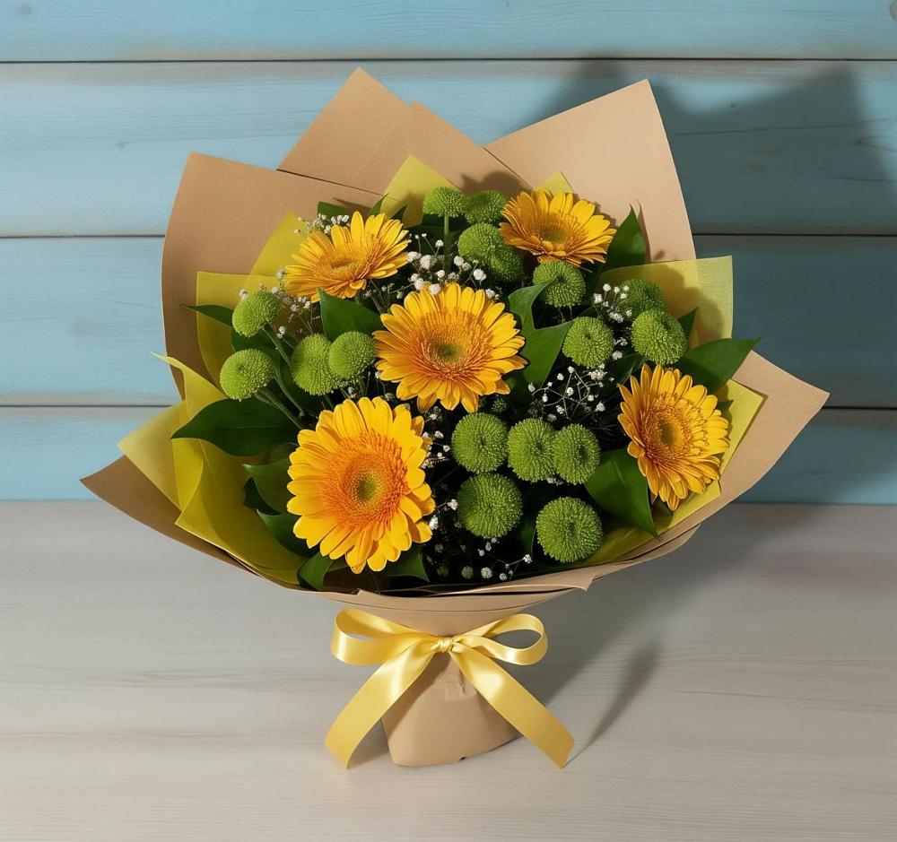 Букет цветов из: Герберы и Хризантемы в Нижних-Сергах