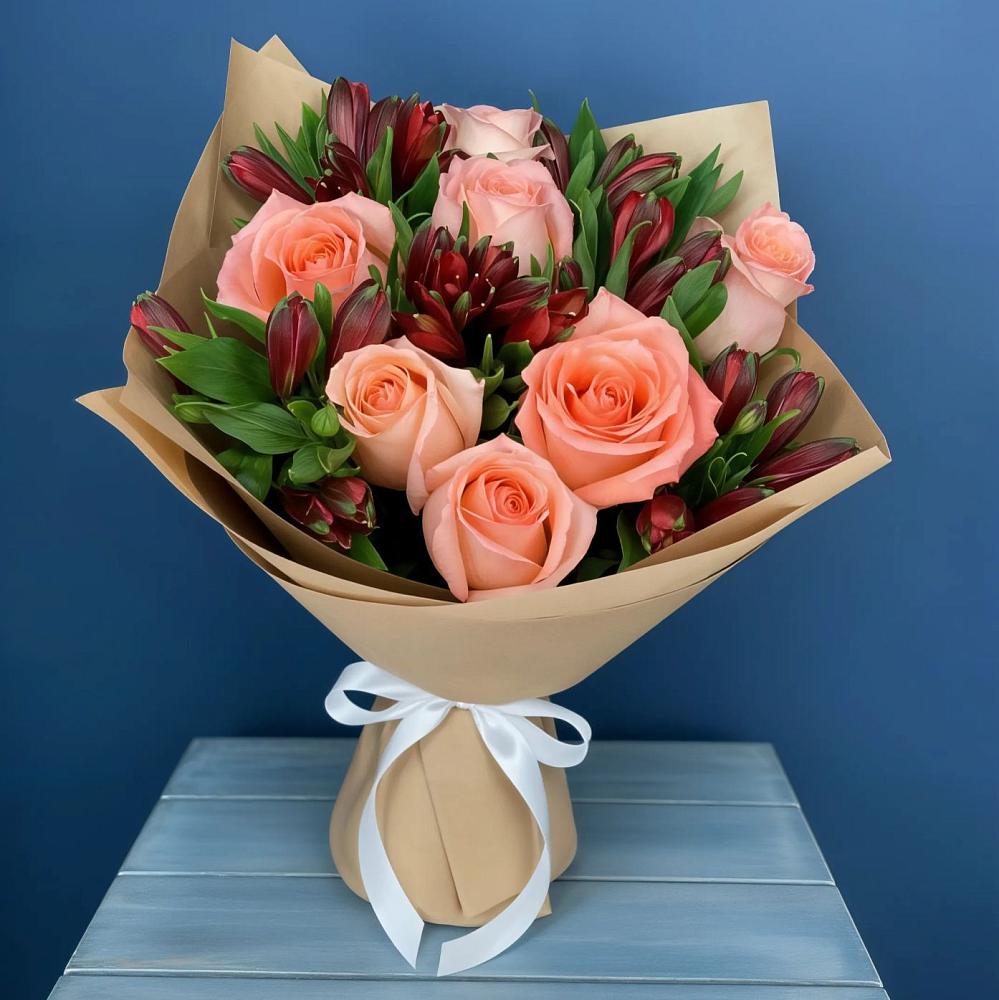 Букет цветов из: Розы и Альстромерии в Нижних-Сергах