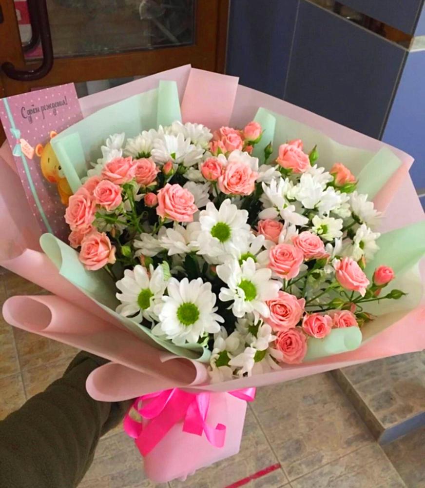 Букет цветов из: Розы и Хризантемы в Нижних-Сергах