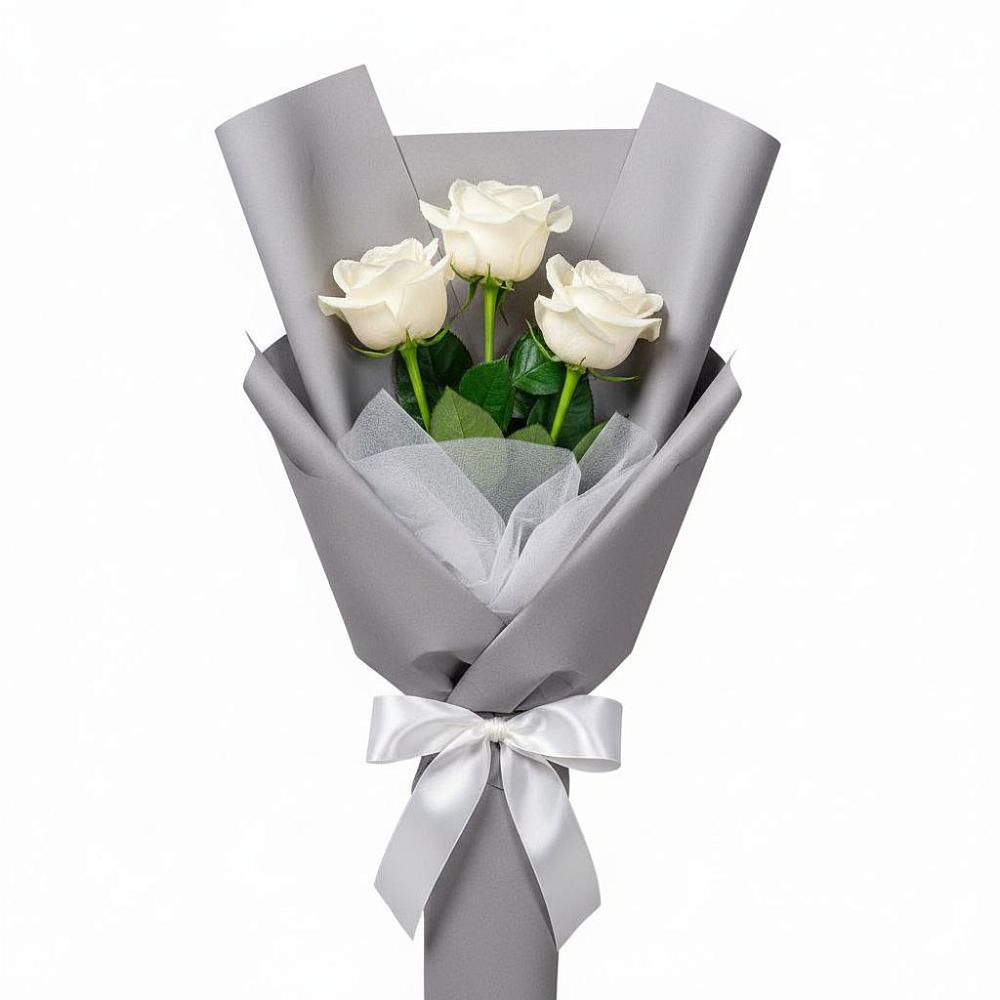 Букет 3 белые розы в Нижних-Сергах