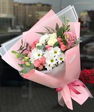Букет цветов из:  Розы, Лизиантусы и Хризантемы в Нижних-Сергах