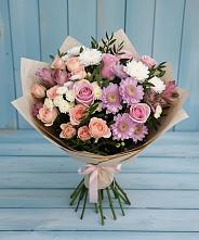 Букет цветов из:  Хризантемы, Розы и Альстромерии в Нижних-Сергах