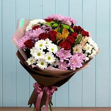 Букет цветов из:  Розы, Хризантемы и Альстромерии в Нижних-Сергах