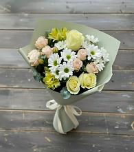 Букет цветов из:  Альстромерии, Розы и Хризантемы в Нижних-Сергах
